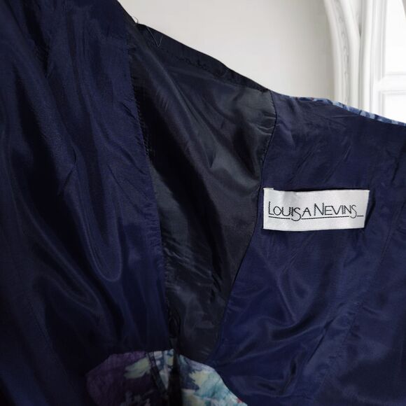 Vintage 90s Peplum Midi Dress Size 10 Blue Garden Party Off the Shoulder - Picture 13 of 16